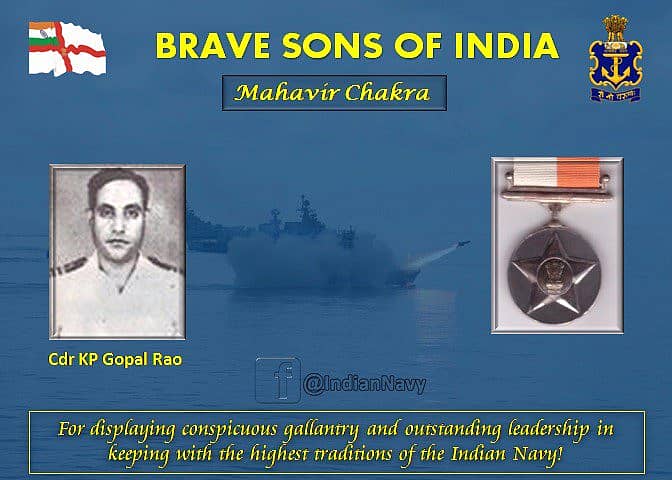 ಮಹಾವೀರ ಚಕ್ರ ಪ್ರಶಸ್ತಿ ಘೋಷಣೆಯಾದಾಗ ಭಾರತೀಯ ನೌಕಾಪಡೆ ಸಲ್ಲಿಸಿದ್ದ ಗೌರವ (ಚಿತ್ರ: @indiannavy)