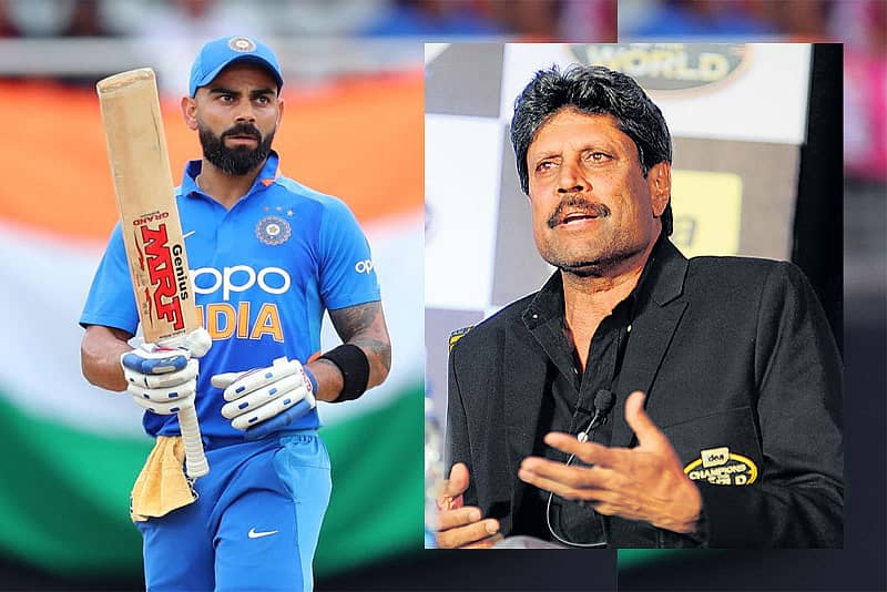 ವಿರಾಟ್ ಕೊಹ್ಲಿ, ಒಳ ಚಿತ್ರದಲ್ಲಿ ಕಪಿಲ್ ದೇವ್