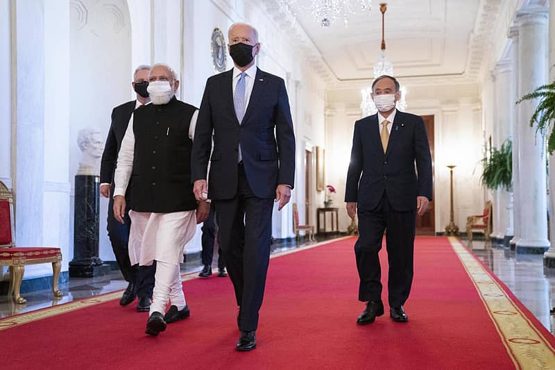 ಆಸ್ಟ್ರೇಲಿಯಾ ಪ್ರಧಾನಿ ಸ್ಕಾಟ್ ಮಾರಿಸನ್, ಭಾರತ ಪ್ರಧಾನಿ ನರೇಂದ್ರ ಮೋದಿ, ಅಮೆರಿಕ ಅಧ್ಯಕ್ಷ ಜೋ ಬೈಡನ್ ಮತ್ತು ಜಪಾನ್ ಪ್ರಧಾನಿ ಯೋಶಿಹಿದೆ ಸುಗಾ