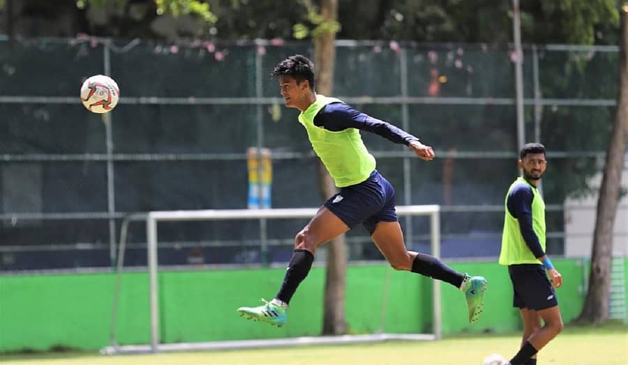 ಅಭ್ಯಾಸ ನಿರತ ಭಾರತ ತಂಡದ ಆಟಗಾರರು –ಎಐಎಫ್‌ಎಫ್‌ ಚಿತ್ರ