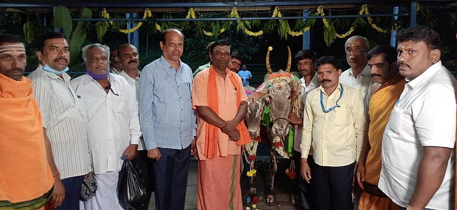 ಅವ್ವೇರಹಳ್ಳಿ ರೇವಣಸಿದ್ದೇಶ್ವರ ಬೆಟ್ಟದಲ್ಲಿ ನಡೆದ ಗೋಪೂಜೆ ಕಾರ್ಯಕ್ರಮದಲ್ಲಿ ರಾಜಶೇಖರ ಶಿವಾಚಾರ್ಯ ಸ್ವಾಮೀಜಿ, ತಹಶೀಲ್ದಾರ್ ವಿಜಯಕುಮಾರ್, ದೇವಾಲಯದ ಆಡಳಿತಾಧಿಕಾರಿ ಎಸ್.ಜೆ. ಯೇಸುರಾಜ್ ಮತ್ತಿತರರು ಪಾಲ್ಗೊಂಡಿದ್ದರು