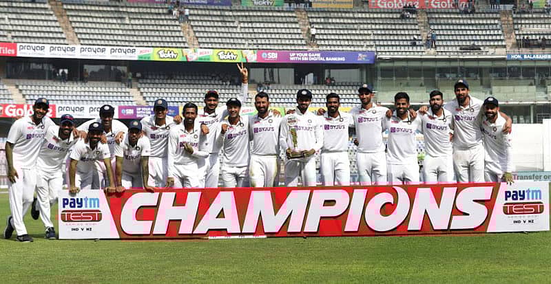 ನ್ಯೂಜಿಲೆಂಡ್ ವಿರುದ್ಧ ಟೆಸ್ಟ್ ಸರಣಿ ಗೆದ್ದ ಸಂಭ್ರಮದಲ್ಲಿ ಟೀಮ್ ಇಂಡಿಯಾ (ಬಿಸಿಸಿಐ ಚಿತ್ರ)