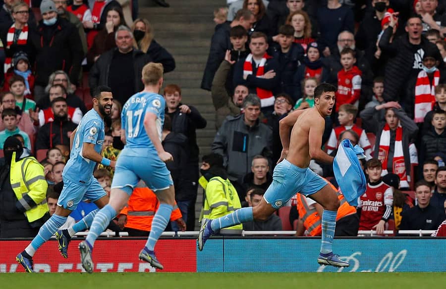 ಮ್ಯಾನ್ ಸಿಟಿಯ ಮಿಡ್‌ಫೀಲ್ಡರ್ ರಾಡ್ರಿ (ಬಲಕ್ಕೆ) ಜಯದ ಸಂಭ್ರಮ ಆಚರಿಸಿದರು –ಎಎಫ್‌ಪಿ ಚಿತ್ರ