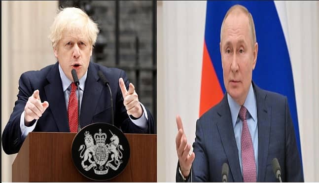 ಬ್ರಿಟನ್ ಪ್ರಧಾನಿ ಬೋರಿಸ್ ಜಾನ್ಸನ್ ಮತ್ತು ರಷ್ಯಾ ಅಧ್ಯಕ್ಷ ವ್ಲಾಡಿಮಿರ್ ಪುಟಿನ್