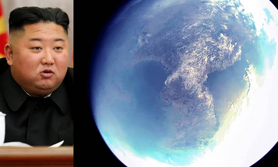 ಕಿಮ್‌ ಜಾಂಗ್‌ ಉನ್‌ ಮತ್ತು ವಿಚಕ್ಷಣ ಉಪಗ್ರಹ ರವಾನಿಸಿದೆ ಎನ್ನಲಾದ ಚಿತ್ರ (ರಾಯಿಟರ್ಸ್‌ ಚಿತ್ರ)