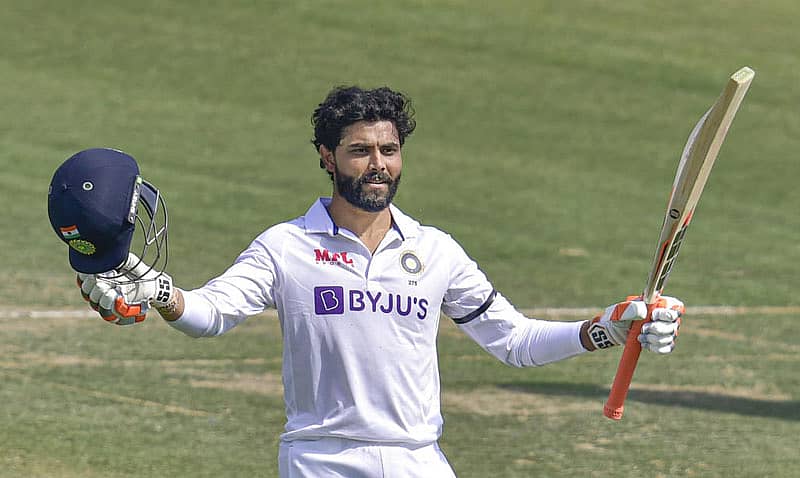 ಶತಕದ ಸಂಭ್ರಮದಲ್ಲಿ ರವೀಂದ್ರ ಜಡೇಜ (ಪಿಟಿಐ ಚಿತ್ರ)