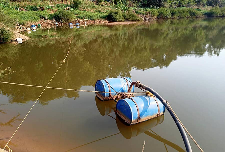 ತುಂಗಾ ನದಿಯಲ್ಲಿ ಅಳವಡಿಸಿರುವ ತ್ರೀಪೇಸ್ ಸಾಮರ್ಥ್ಯದ ಮೋಟರ್