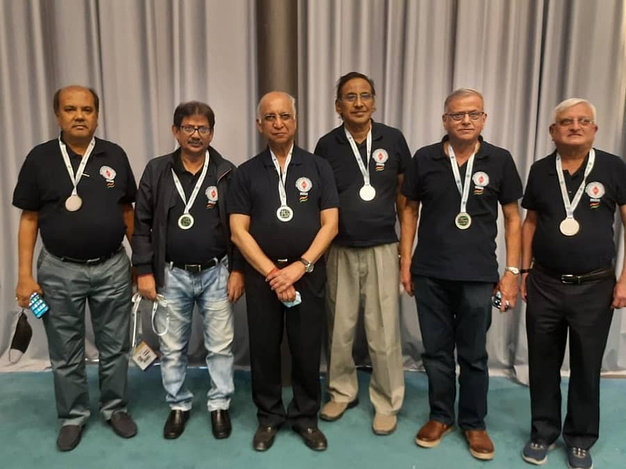 ಕಂಚಿನ ಪದಕ ಗೆದ್ದ ಭಾರತ ತಂಡದ ಆಟಗಾರರು. (ಎಡದಿಂದ): ಸುಬ್ರತಾ ಸಹಾ, ಸುಕಮಲ್ ದಾಸ್‌, ಅಶೋಕ್‌ ಗೋಯೆಲ್, ಆರ್‌.ಕೃಷ್ಣನ್‌ (ನಾಯಕ), ಅನಿಲ್ ಪಾಧ್ಯೆ, ರಾಜೇಶ್ ದಲಾಲ್