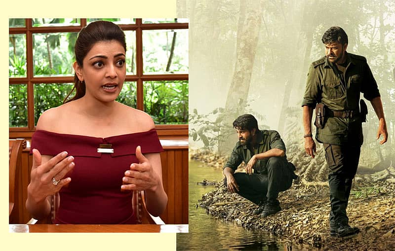 ನಟಿ ಕಾಜಲ್‌ ಅಗರವಾಲ್‌ ಹಾಗೂ 'ಆಚಾರ್ಯ' ಚಿತ್ರದಲ್ಲಿ ರಾಮ್‌ಚರಣ್‌ ಮತ್ತು ಚಿರಂಜೀವಿ (ಡಿಎಚ್‌/ಐಎಎನ್‌ಎಸ್‌ ಚಿತ್ರ)