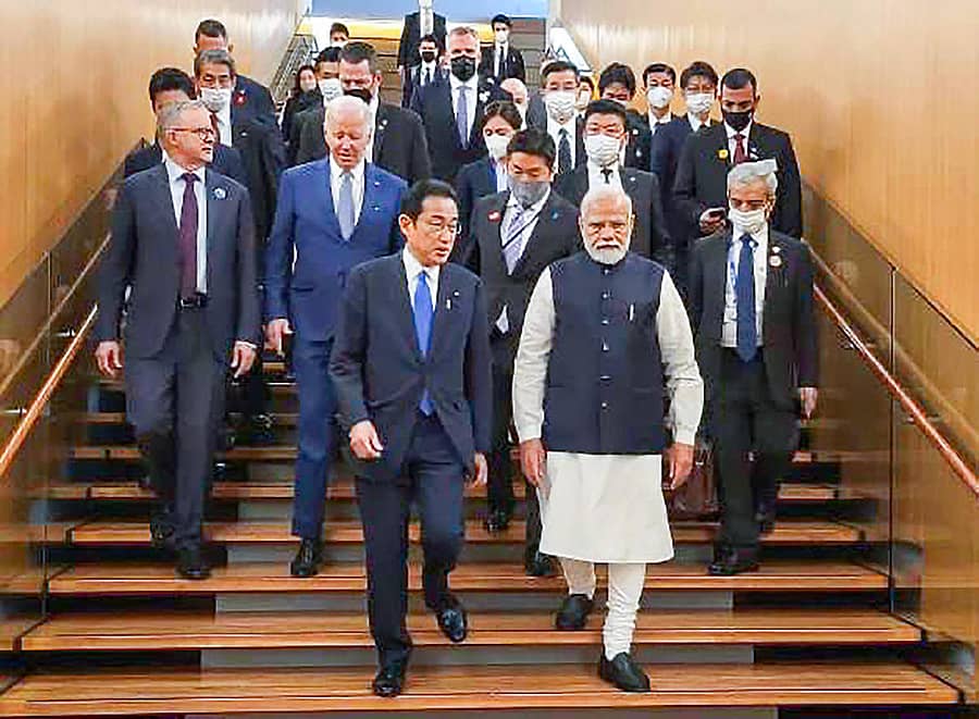 ಕ್ವಾಡ್‌ ಕೂಟದ ಸಭೆಯಲ್ಲಿ ಭಾಗವಹಿಸಲು ಬಂದ ಭಾರತದ ಪ್ರಧಾನಿ ನರೇಂದ್ರ ಮೋದಿ, ಜಪಾನ್‌ ಪ್ರಧಾನಿ ಫುಮಿಯೊ ಕಿಶಿಡಾ, ಅಮೆರಿಕ ಅಧ್ಯಕ್ಷ ಜೋ ಬೈಡನ್‌ ಮತ್ತು ಆಸ್ಟ್ರೇಲಿಯಾ ಪ್ರಧಾನಿ ಆ್ಯಂಟನಿ ಅಲ್ಬನೀಸ್‌  ಪಿಟಿಐ ಚಿತ್ರ