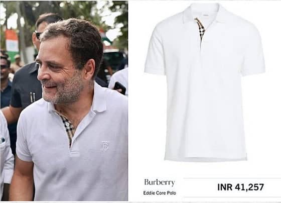 ಕಾಂಗ್ರೆಸ್ ನಾಯಕ ರಾಹುಲ್ ಗಾಂಧಿ ಧರಿಸಿರುವ ಬ್ಲೂಬೆರ್ರಿ ಟಿ–ಶರ್ಟ್