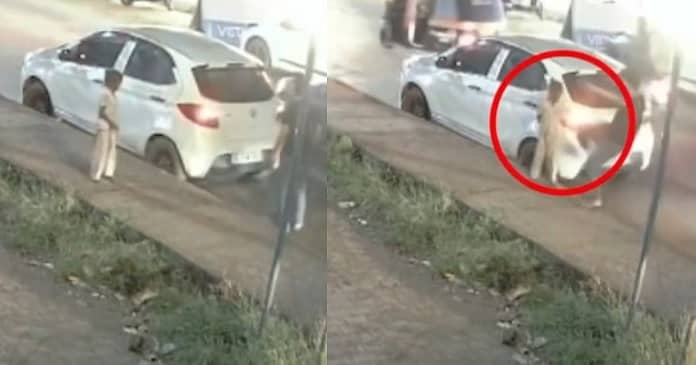 ಬಾಲಕನ ಮೇಲೆ ಕಾರಿನ ಮಾಲೀಕ ಹಲ್ಲೆ ನಡೆಸುತ್ತಿರುವ ದೃಶ್ಯ