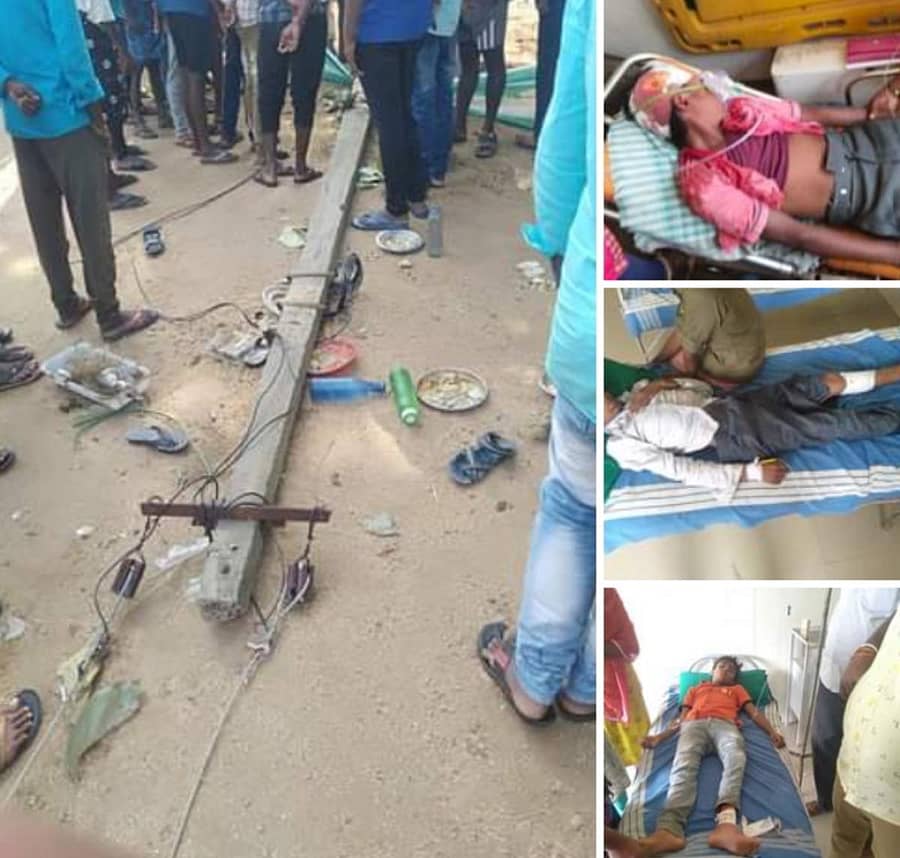 ತಾಲ್ಲೂಕಿನ ಗೌನಿಪಲ್ಲಿಯ ಸತ್ಯಸಾಯಿ ಪ್ರೌಢ ಶಾಲೆ ಆವರಣದಲ್ಲಿ ಬುಧವಾರ ವಿದ್ಯುತ್ ಕಂಬ ಬಿದ್ದಿರುವುದು