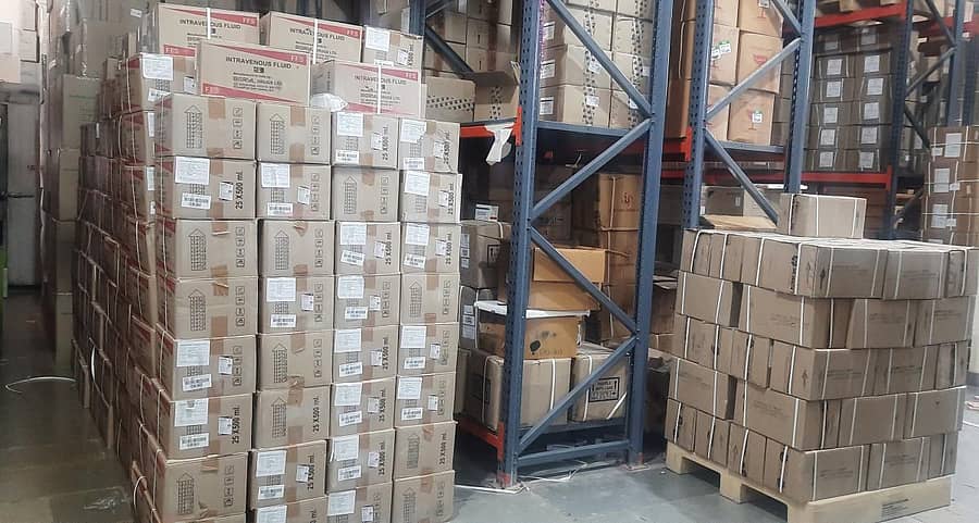 ಕಲಬುರಗಿ ನಗರದ ಜಿಲ್ಲಾ ಔಷಧಿ ಉಗ್ರಾಣದಲ್ಲಿ ಇರಿಸಲಾದ ಔಷಧಿ ಬಾಕ್ಸ್‌ಗಳು