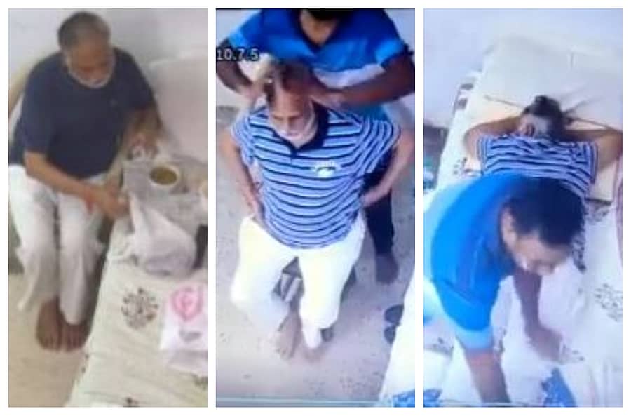 ದೆಹಲಿ ಸಚಿವ ಸತ್ಯೇಂದ್ರ ಜೈನ್ ಅವರು ತಿಹಾರ್ ಜೈಲಿನಲ್ಲಿ ಹೊರಗಿನಿಂದ ಊಟ ತರಿಸಿಕೊಂಡು ತಿನ್ನುತ್ತಿರುವ ಹಾಗೂ ಮಸಾಜ್ ಮಾಡಿಸಿಕೊಳ್ಳುತ್ತಿರುವ ಸಿಸಿಟಿವಿ ದೃಶ್ಯದ ಸ್ಕ್ರೀನ್ಶಾಟ್ಗಳು.