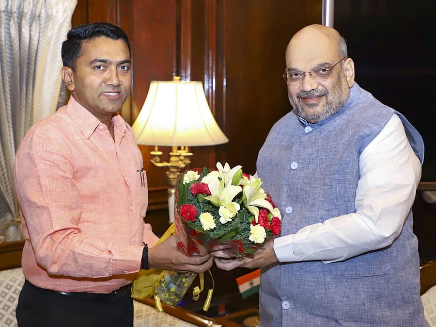 ಗೋವಾ ಮುಖ್ಯಮಂತ್ರಿ ಪ್ರಮೋದ್ ಸಾವಂತ್ ಅವರು ಕೇಂದ್ರ ಗೃಹ ಸಚಿವ ಅಮಿತ್ ಶಾ ಅವರನ್ನು ನವದೆಹಲಿಯಲ್ಲಿ ಭೇಟಿ ಮಾಡಿದರು (ಸಂಗ್ರಹ ಚಿತ್ರ)