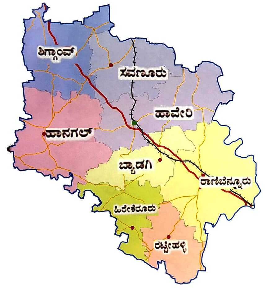 ಹಾವೇರಿ ಜಿಲ್ಲೆಯ ನಕ್ಷೆ