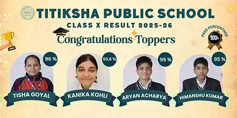 तितिक्षा पब्लिक स्कूल का कक्षा 10वीं (2025-26) का परीक्षा परिणाम 100% रहा