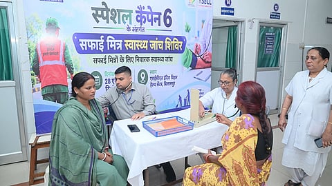 Alt="SECL organises free health check-up camp for Safai Mitras in Bilaspur"