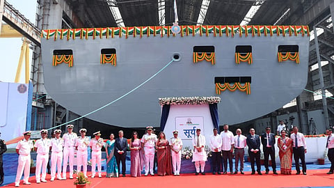 Alt="HSL launches 1st fleet support ship, lays keel for 5th vessel"