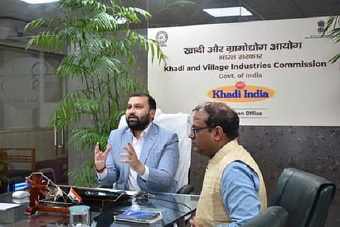 KVIC Chairman distributes footwear manufacturing machines