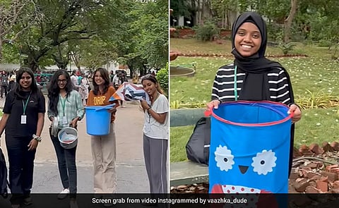 On No Bag Day, girl students came to college with pressure cooker, bucket and suitcase, watch viral video