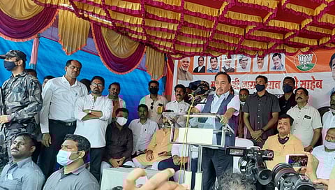 केंद्रीयमंत्री नारायण राणे आचरा येथील सभेत बोलताना