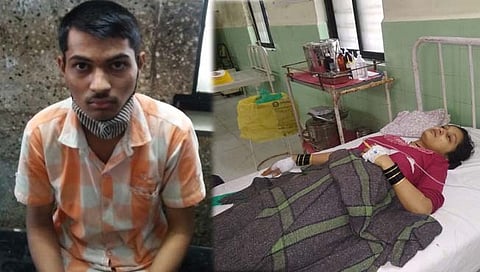 पन्हाळा : आरोपी नागेश तेली. दुसऱ्या छायाचित्रात पीडित महिला विश्रांती चिखलकर