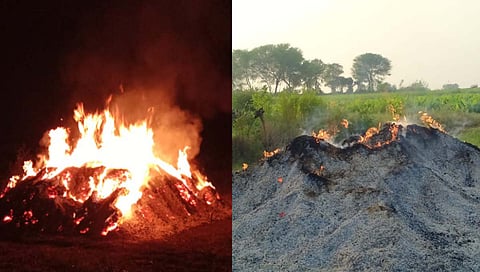 माहूर येथे सोयाबीनच्या गंजीला लागलेल्या आगीत दोन लाखाचे नुकसान