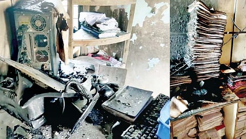 कागल येथील महावितरण कार्यालय पेटवले