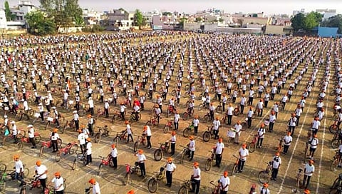 भंडारा : माझी वसुंधरा अभियान; २ हजार ४४५ सायकलींनी ‘असा’ रचला विक्रम