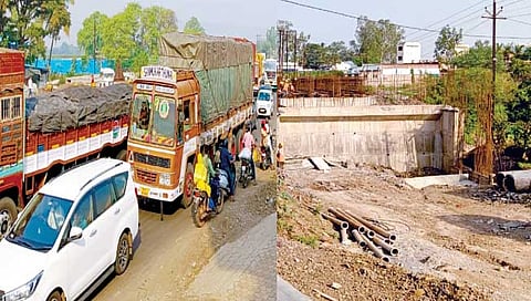 उंब्रज : रस्त्याच्या कामामुळे वाहतूक कोंडी