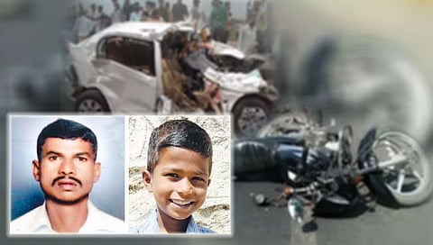 कण्हेर : नुने येथे दुचाकी-कारच्या अपघातात बाप-लेक ठार