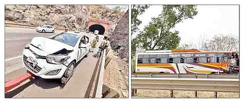 एक्स्प्रेस वेवर एकाच दिवशी दोन वाहनांचा झालेला अपघात.