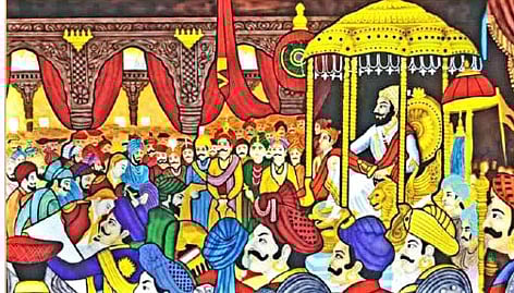 राहुल लोहकरे यांनी साकारलेली शिवराज्याभिषेक सोहळ्याची काचेची कलाकृती.