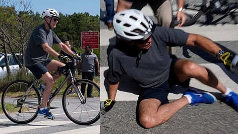 अमेरिकेचे राष्ट्राध्यक्ष पडले सायकलवरून