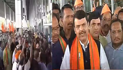 उपमुख्यमंत्री देवेंद्र फडणवीस यांचे आज नागपूर विमानतळावर जंगी स्वागत करण्यात आले. यानंतर विमानतळापासून फडणवीस यांच्या निवासस्थानापर्यंत रॅली काढण्यात आली. 