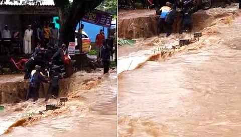 पाण्यातून वाहून जाणाऱ्यास वाचविले  कळे