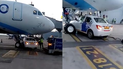 Indigo Plane : विमानाच्या चाकाखाली आली कार; थरारक दुर्घटनेचा VIDEO वायरल