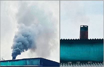 पूर्वी धुराड्यामधून निघणारा काळाकुट्ट धूर. सध्या धुराड्यामधून निघणारा पांढरा धूर.