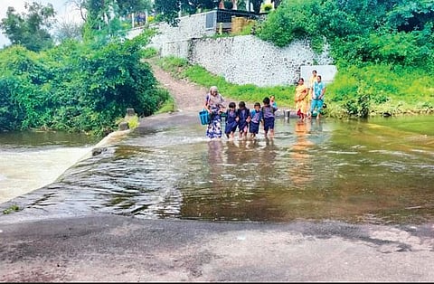 शाळेसाठी विद्यार्थ्यांचा जीवघेणा प्रवास