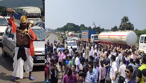 Mumbai Goa highway : सुमारे दोन तास मुंबई-गोवा महामार्ग ठिय्या आंदोलन! खड्डे मुक्त रस्त्यांची माझं पेण समितीची मागणी