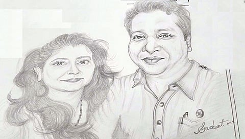 सिन्नर : संदीप बोधडे यांनी डॉक्टरांचे रेखाटलेले हुबेहुब छायाचित्र.