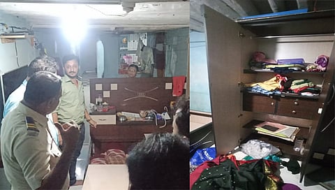 पिंपळनेर : चोरी झाल्याची माहिती मिळताच घटनास्थळी पाहणी करताना पिंपळनेर पोलीस. 