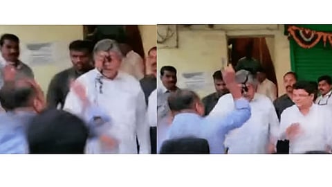 BREAKING : उच्च व तंत्र शिक्षण मंत्री चंद्रकांत पाटील यांच्यावर शाईफेक, शाईफेक करणारा पोलिसांच्या ताब्यात (व्हिडिओ)