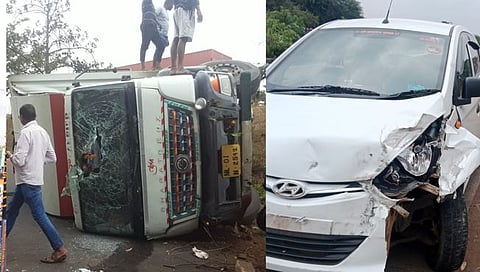 बेळगाव : निपाणीजवळ ट्रकची कारला धडक; चौघे जखमी