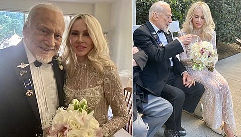 Buzz Aldrin : बझ ऑल्ड्रिन या दुसर्‍या चांद्रविराचा चौथा मधुचंद्र; वयाच्या ९३ व्या वर्षी केले लग्न