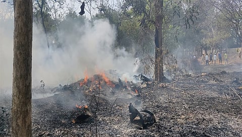 नाशिकरोड : जय भवानी रोडवरील महापालिका नर्सरीला लागलेली आग. (छाया : उमेश देशमुख)