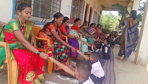 कोल्हापूर: ‘शाहूवाडी’तील चाळणवाडी शाळेत ‘मातृपूजन’ सोहळा