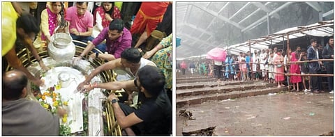 भीमाशंकरला 2 लाख भाविक; अधिक श्रावणच्या पहिल्याच सोमवारी पवित्रलिंगाचे घेतले दर्शन